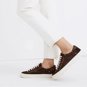 Madewell Brown Leopard-Print Calf Hair Sneaker